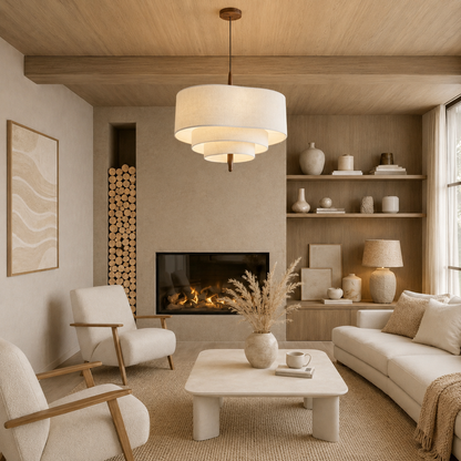 Suspension Design Beige en Bois & Tissu - Lofoten