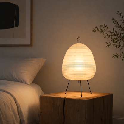 Lampe de Table en Papier Plissé Style Japandi - Beppu