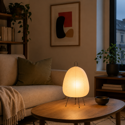 Lampe de Table en Papier Plissé Style Japandi - Beppu